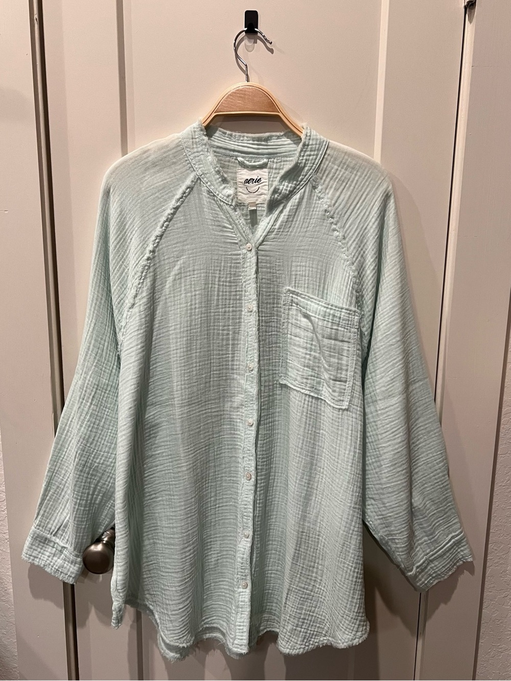 Never worn!! aerie Mint Green Lightweight Button-Down Shirt